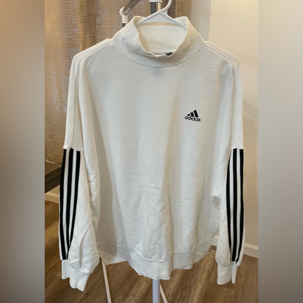Adidas Womens White Sweatshirt with Black Accents
